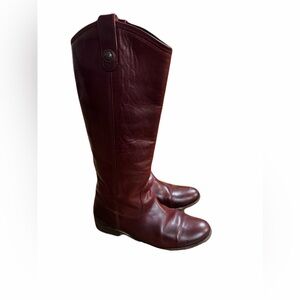 FRYE Melissa 2 button  Wine Leather Boot SZ 7 B RARE wine color Italian Leather